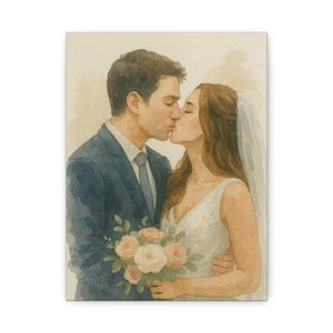 Watercolor Wedding Art Print, Romantic Couple Canvas, Personalized Gift, Wedding Decor, Anniversary Keepsake, Home Wall Art