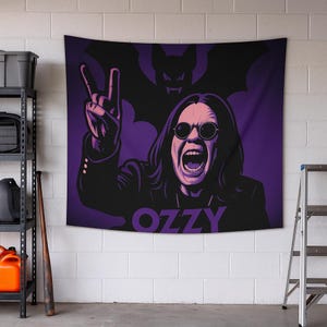 Ozzy Osbourne Wall Tapestry | Rock Music Decor, Home Wall Art, Unique Gift, Gothic Room Decor, Musician Tribute, Festival Decor