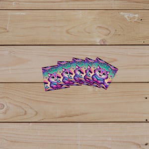 Colorful Cat Laminate Stickers, Whimsical Pet Art, Cute Decor, Gift for Cat Lovers, Fun Party Favors, Nature-Inspired Stickers