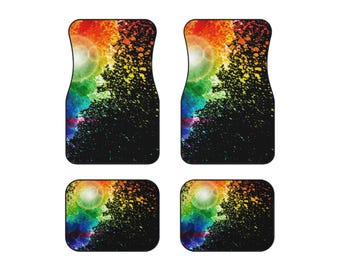 Automatten met diagonale regenboogboog | Set van 4"