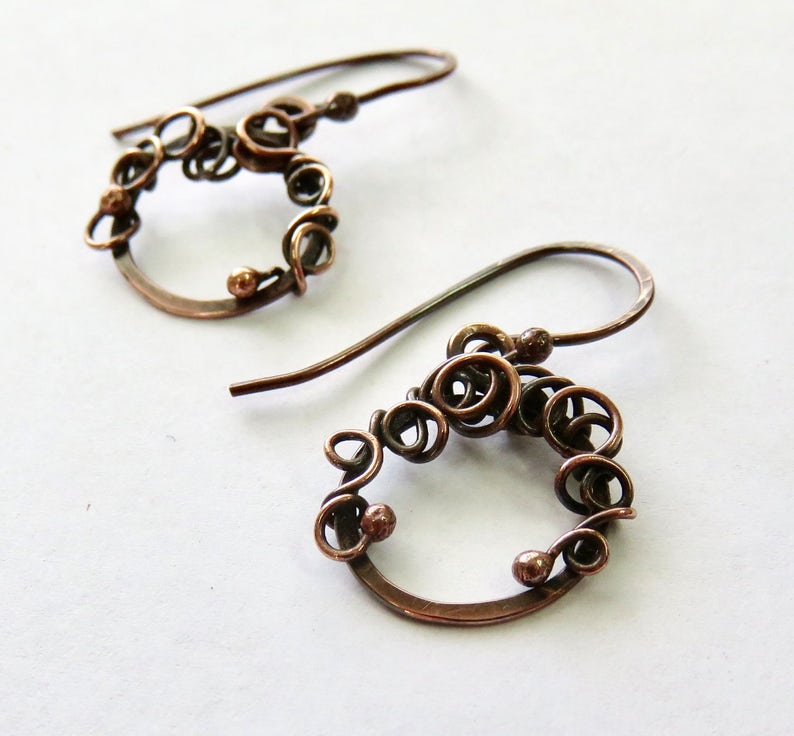 Tiny Copper Hoop Earrings Small Copper Hoop Earrings Etsy