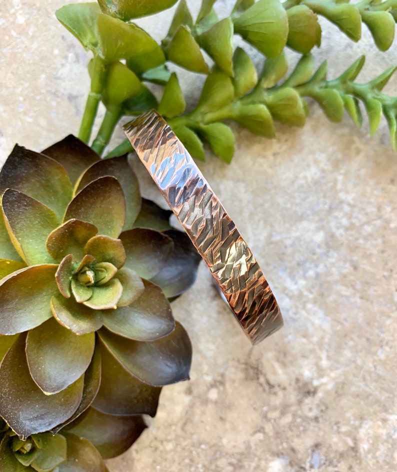 Hammered Copper Cuff Bracelet Antiqued image 2