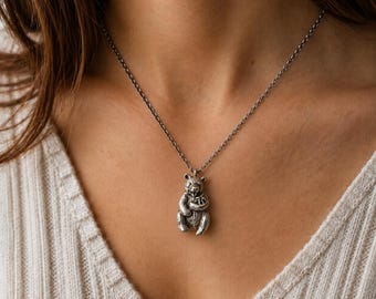 Vintage Sterling Silver Teddy Bear Brooch Pendant – Convertible Animal Charm Jewelry