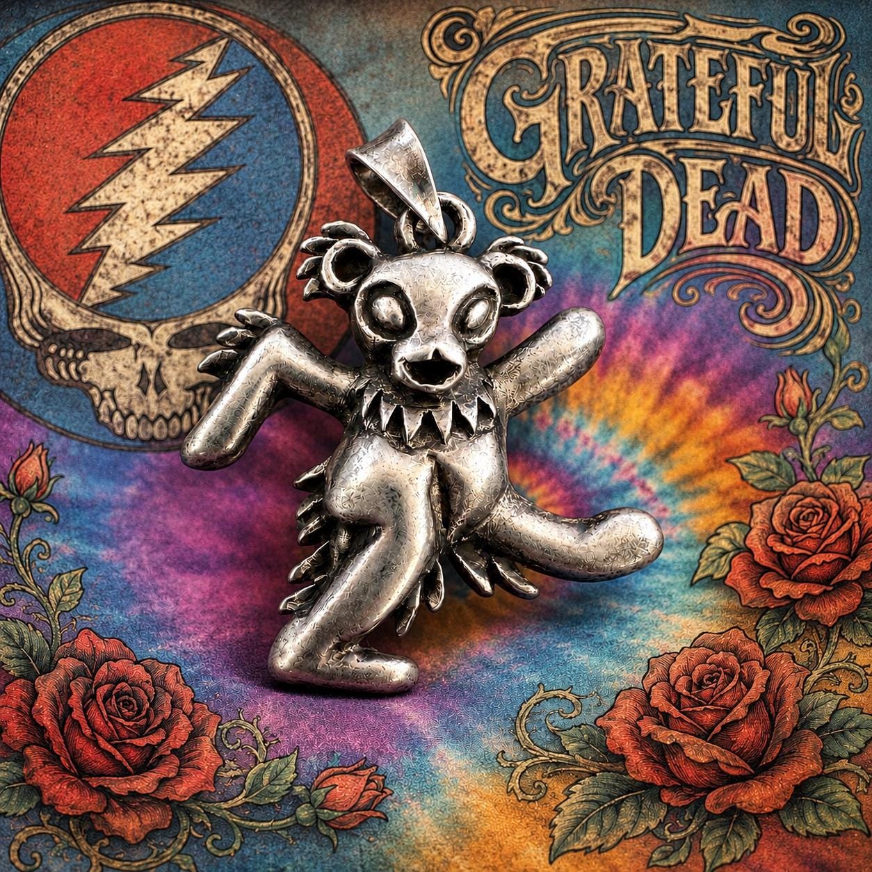 Sterling Silver Grateful Dead Necklace - Etsy