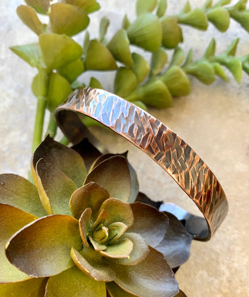 Hammered Copper Cuff Bracelet Antiqued image 3