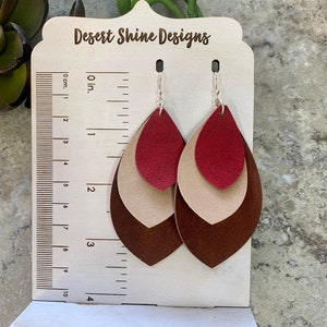 Long Leather Layered Earrings image 3