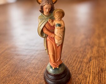 ANRI Madonna and Child Figurine 1961 Vintage Religious Statue TORIART Mary Baby Jesus