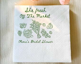Farmers Market Bridal Shower Napkins: Custom Brunch Decor