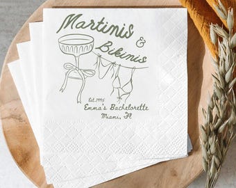 Martinis & Bikinis Bachelorette Napkins, Beach Party Decor