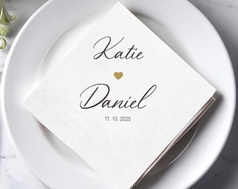 Personalized Wedding Cocktail Napkins: Custom Names & Date