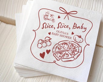 Pizza Baby Shower Napkins: Custom Autumn Party Decor