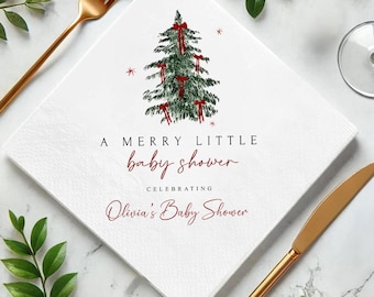Personalized Christmas Tree Baby Shower Napkins