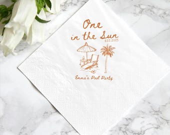 One in the Sun First Birthday Napkins: Pool Party Decor