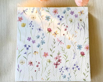 Spring Floral Paper Napkins: Custom Wildflower Party Decor