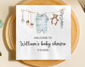 Farmers Market Baby Shower Napkins: Clothesline Design