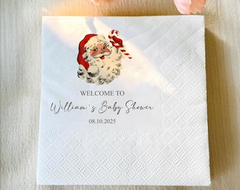 Custom Santa Claus Face Napkins: Christmas Baby Shower, Holiday Party