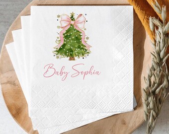 Personalized Christmas Tree Napkins: Holiday Party Decor