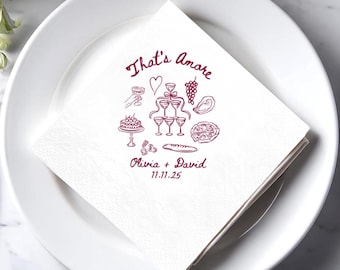 Personalized Bridal Shower Napkins: That's Amore Italian Theme