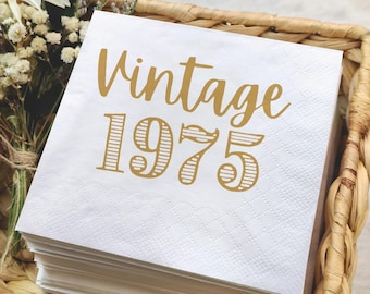 Vintage 1975 50th Birthday Cocktail Napkins: Party Decor