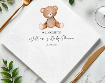 Custom Teddy Bear Baby Shower Napkins