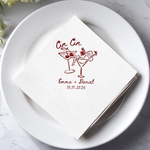 Personalized Wedding Napkins: Cin Cin Cherub Cupid Design