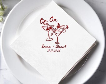 Personalized Wedding Napkins: Cin Cin Cherub Cupid Design