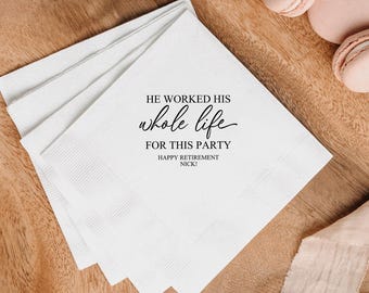 Personalized Retirement Party Napkins: Gold Foil Cocktail Paper