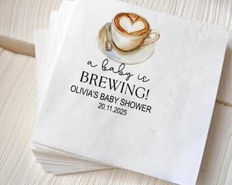 Coffee Theme Baby Shower Napkins: A Baby is Brewing