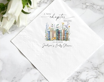 Floral Book Themed Wedding Napkins: A New Chapter Begins