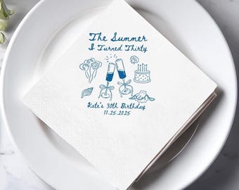 Custom 30th Birthday Napkins: Vintage Beach Theme