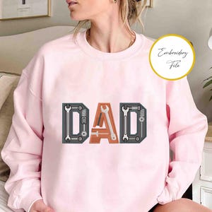 Diseño de bordado "Papá", bordado a máquina para el Día del Padre, patrón de letras "Reparar", regalo para papá, descarga instantánea