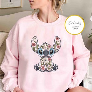 Floral Stitch Design, Embroidery Pattern, Cute Stitch Embroidery, Floral Animal Art, Nature Inspired, Stitch with Flowers, Embroidered Decor