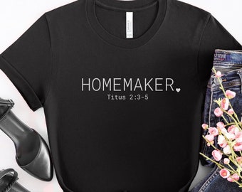 Homemaker Minimalist Tshirt, Titus 2 Scripture Tee, Christian Shirt for Women, Minimal Graphic Design