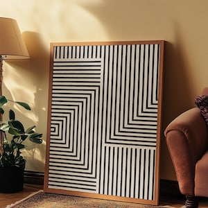 Minimalist Black Line Art Print – Modern Abstract Geometric Poster for Living Room or Office Decor | Scandinavian Wall Art