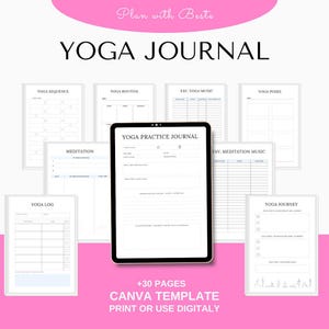 Yoga- en meditatiedagboek – afdrukbare pdf- en canvasjabloon | Wellnessplanner | Mindfulness-tracker | Digitaal yogadagboek