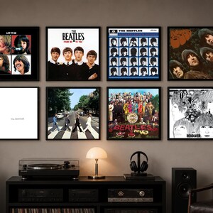 Pack d'affiches des Beatles, ensemble de décorations murales d'albums de rock classique, affiches musicales à imprimer, décoration rétro pour chambre de groupe (téléchargement numérique)