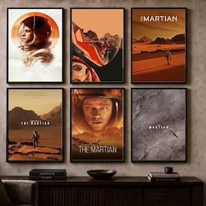 The Martian Movie Poster Set, The Martian Poster Set, Sci-Fi Movie Wall Art, Astronaut Mars Prints, Cinema Poster Bundle