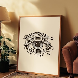 Vintage Eye Illustration Art Print – Mystical Antique Eye Wall Art, Esoteric Line Drawing, Occult Decor, Minimal Eye Poster