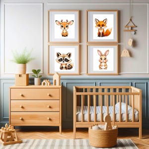 Woodland Animal Clipart PNG, Watercolor Forest Animals, Baby Nursery Art, Cute Animal Sublimation, Woodland Clip Art Bundle Download
