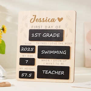 Personalized Reusable Back to School Sign, Custom Dry Erase First Day of School Board, Gifts for School First & Last Day, School Photo Prop