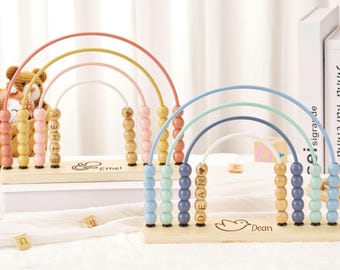 Personalized Rainbow Abacus,Nursery Decor,Custom Name Abacus,Montessori Toy,Wooden Rainbow Abacus,Kids Room Decor,Baby Shower Gifts For Kids