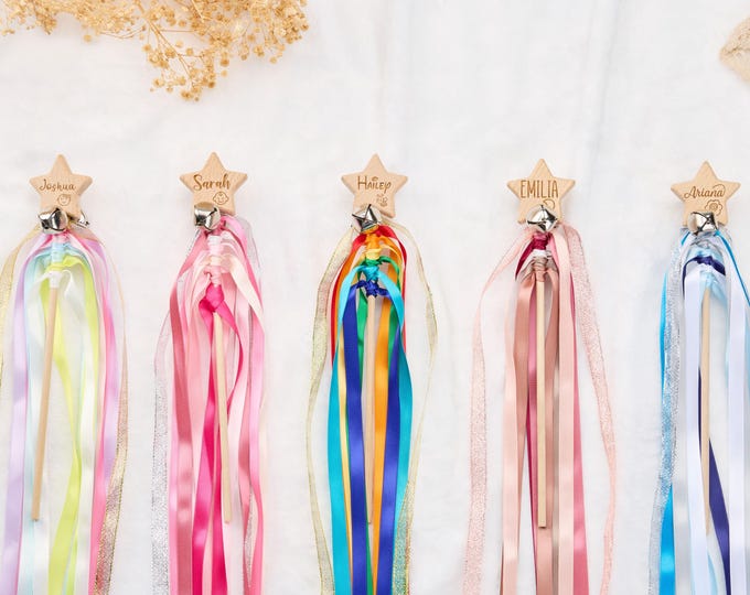 Personalisierter Sternen Zauberstab: Regenbogen Schleifen Zauberstab