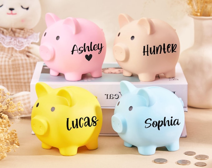 Personalized Piggy Bank, Custom Name Money Bank, Coin Bank for Girls and Boys, Baby Shower Gift, Practical Gifts for Birthday, Christmas