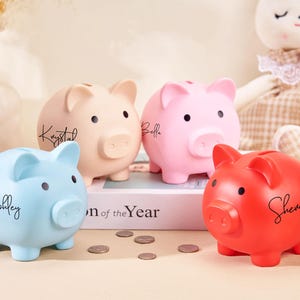 Personalized Girls Piggy Bank, Custom Large Piggy Bank Gifts For Kids, Money Box, Piggy Bank Child, Baby Shower Gift, Boy Nursery Decor