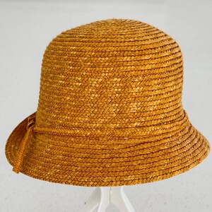 Vintage Lady Rachel Straw Cloche Hat Made in Italy Woven Bucket Hat Bow Accent Vintage Lady Rachel Woven Straw Sun Hat - | Mercari main image 3