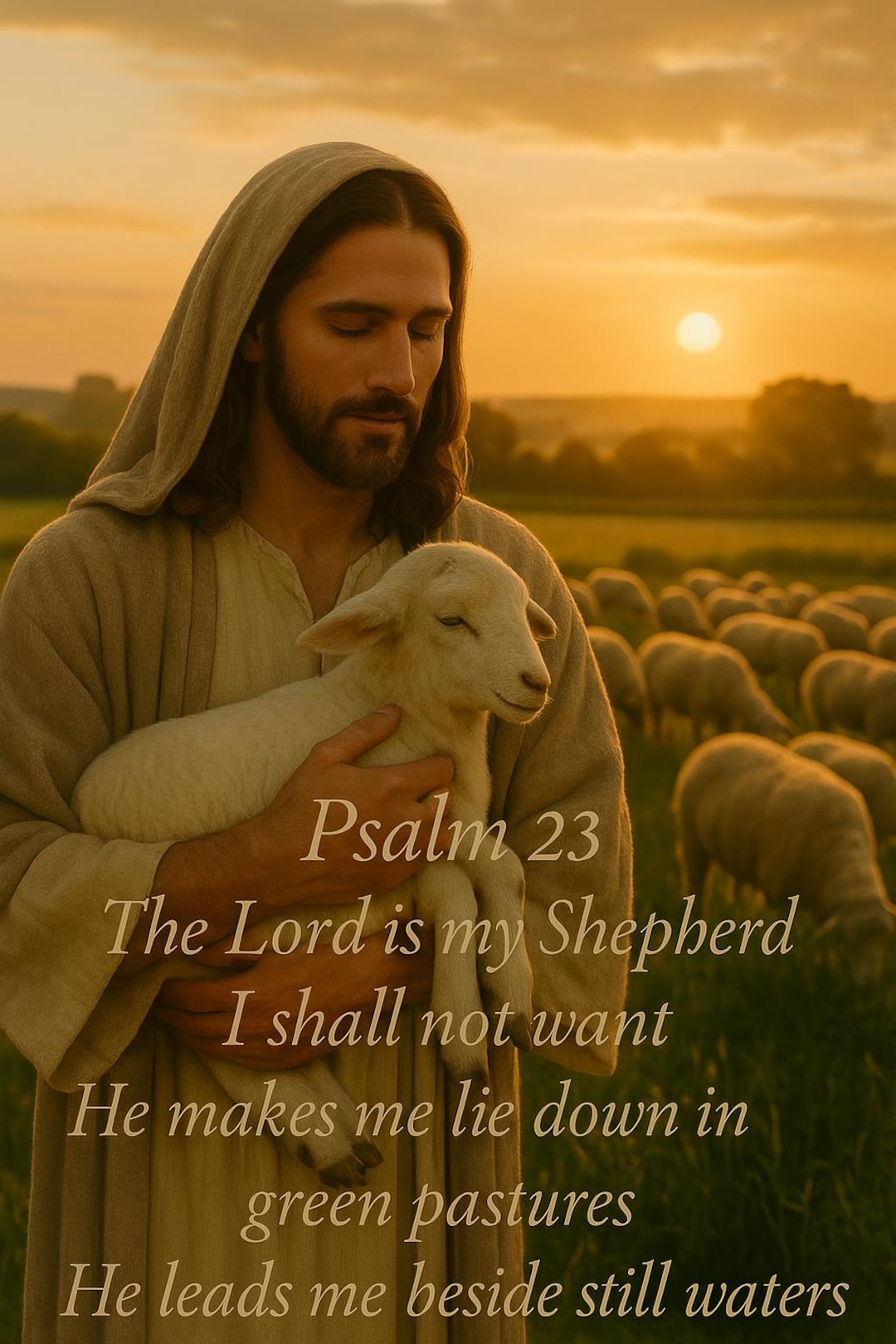 Psalm 23 Print – Jesus and Lamb Christian Wall Art (digital Download ...