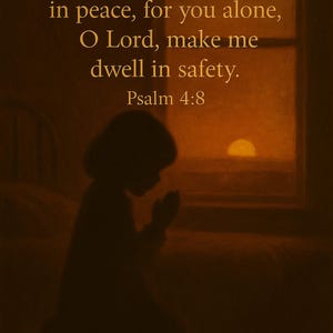 Psalm 4:8 Den vackraste bilden att hänga över ditt barns säng. Blåser in levande skrift i rummet. Ett löfte Gud är väktaren