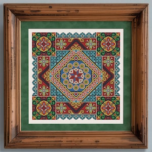 Geometric Sampler Cross Stitch Pattern, Cross Stitch Chart, Pillow X Stitch Embroidery, Instant Download PDF