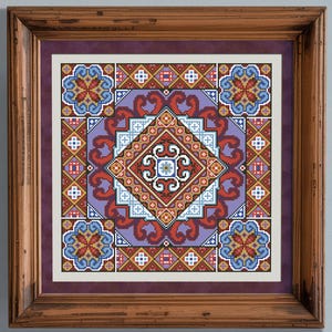 Geometric Sampler Cross Stitch Pattern, Cross Stitch Chart, Pillow X Stitch Embroidery, Instant Download PDF