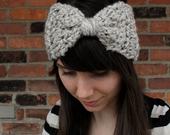 CROCHET PATTERN - Bow Ear Warmer Headband - Crochet Ear Warmer Pattern - Easy Beginner Patterns